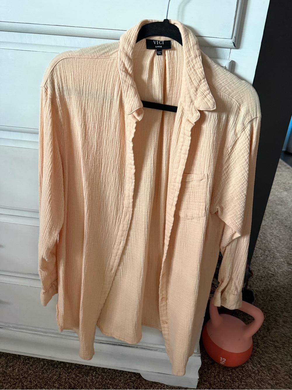 VICI Men's Light Peach Gauze Button-Down Shirt